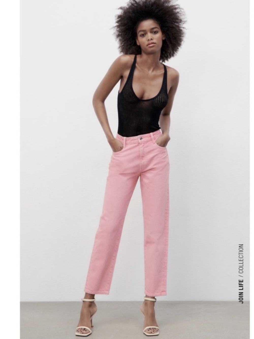 Zara Pink high rise Jeans